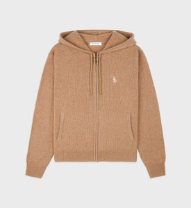 SRC Cashmere Zip Hoodie - Camel/White