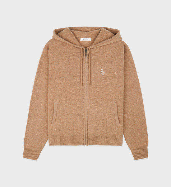 SRC Cashmere Zip Hoodie - Camel/White