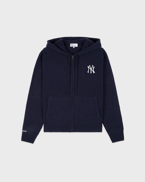 Heritage Yankees Serif Cashmere Zip Hoodie - Navy/White