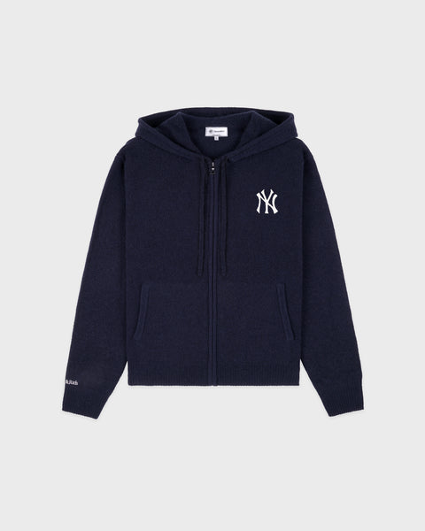 Heritage Yankees Serif Cashmere Zip Hoodie - Navy/White