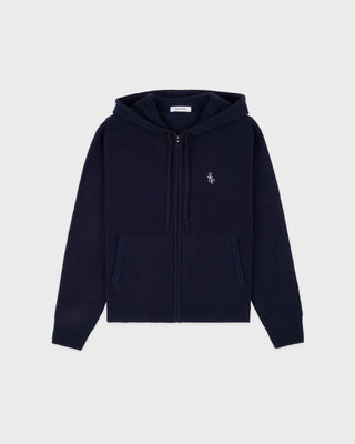 SRC Cashmere Zip Hoodie - Navy/White