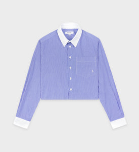 SRC Cropped Shirt - White/Blue Stripe