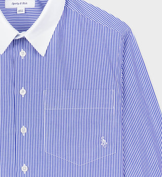 SRC Cropped Shirt - White/Blue Stripe