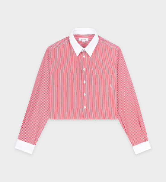 SRC Cropped Shirt - White/Red Stripe