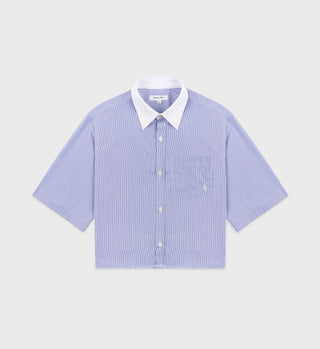 SRC Cropped SS Shirt - Blue Striped