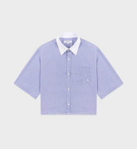 SRC Cropped SS Shirt - Blue Striped