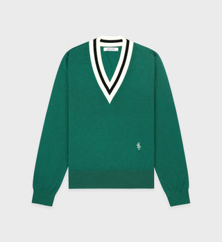 SRC Minimalist V-Neck Sweater - Alpine/Navy/Off White