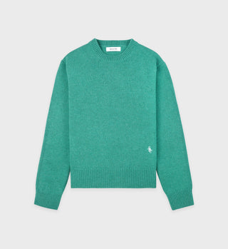 Pull en laine SRC - Vert Printemps/Blanc