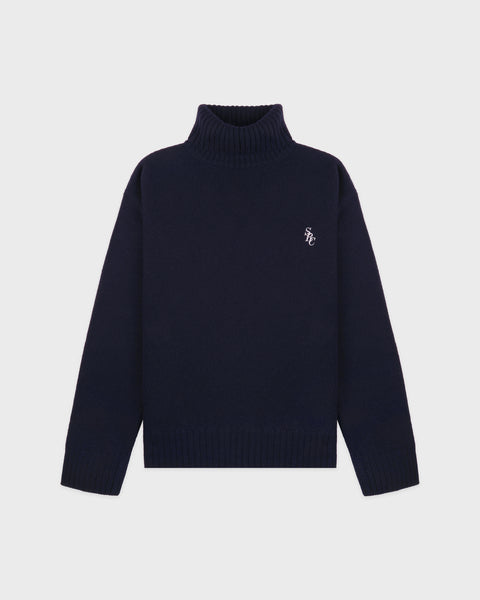 SRC Wool Turtleneck - Navy/White