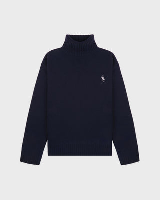 SRC Wool Turtleneck - Navy/White