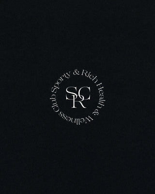 White logo on a black background