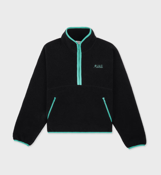 SR Runner Sherpa Quarter zip - Black/Spring Green