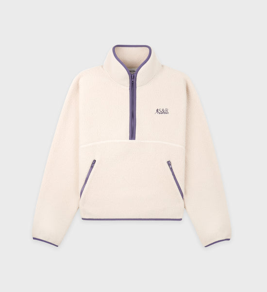 SR Runner Sherpa Quarter Zip - Cream/Dustry Grape