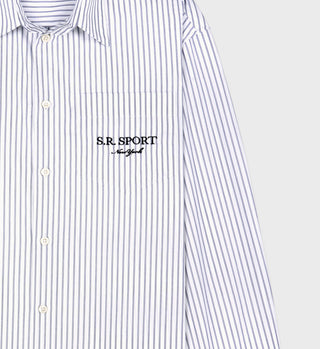 S.R. Sport Oversized Shirt - White/Navy Striped