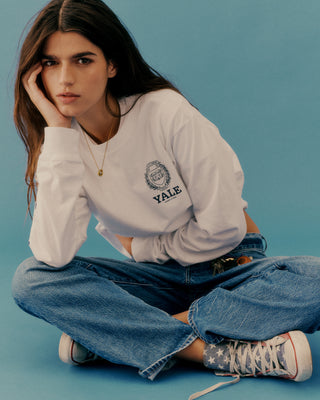 Yale Crest Longsleeve T-Shirt - White