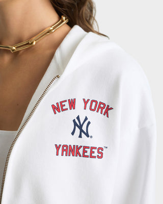Homerun Cropped Zip Hoodie - White