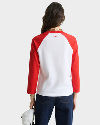 Yankees Serif Baseball Tee - White/Red