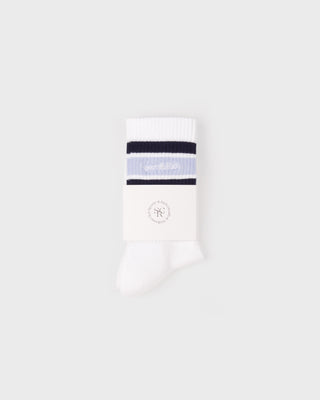 Serif Logo Kids Sock - White/Navy/Ciel