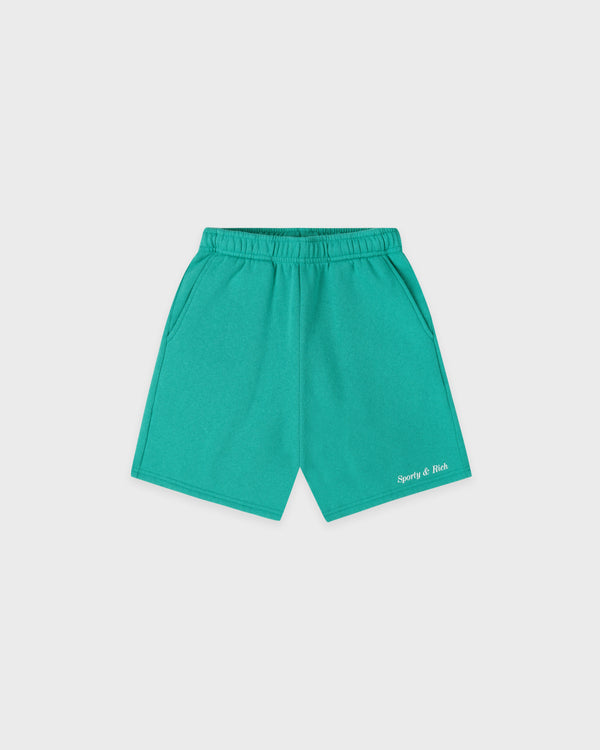 Classic Logo Kids Gym Short - Amalfi Green/White