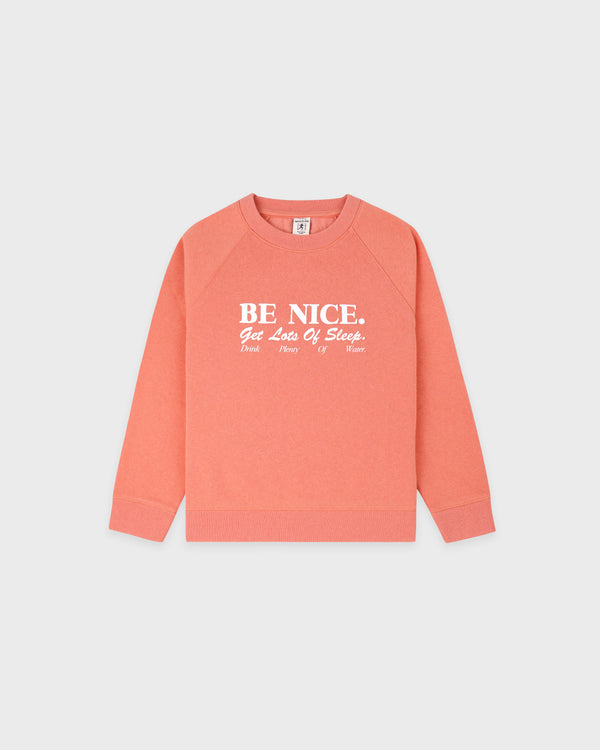 Be Nice Kids Crewneck - Flamingo/White