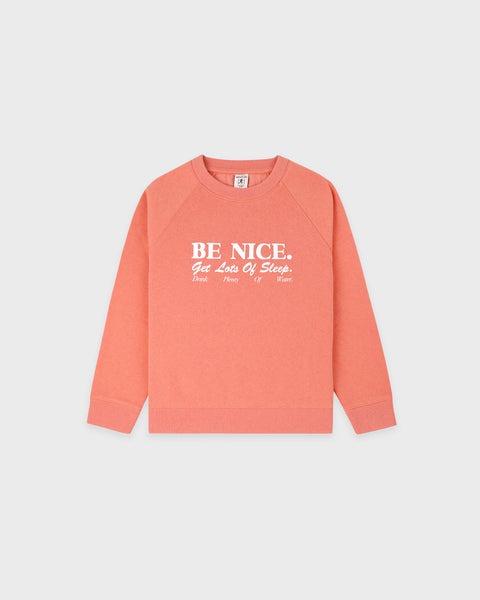 Be Nice Kids Crewneck - Flamingo/White