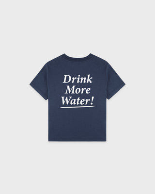 Drink More Water Kids T-Shirt - Light Navy/White
