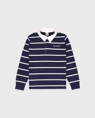 Serif Logo Kids Rugby Polo - Light Navy/White