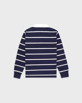 Serif Logo Kids Rugby Polo - Light Navy/White