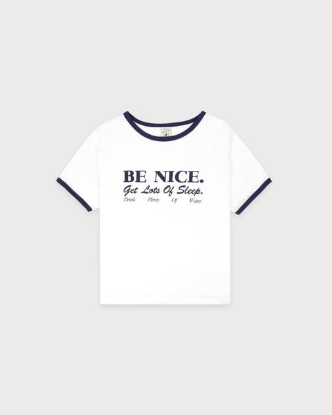 Be Nice Kids Ringer Tee - White/Light Navy/Light Navy