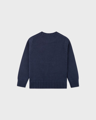 NY Crest Kids Knitted Sweater - Light Navy/White