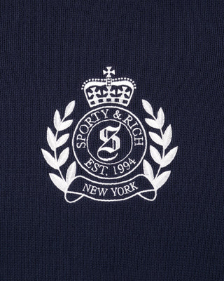 NY Crest Kids Knitted Sweater - Light Navy/White