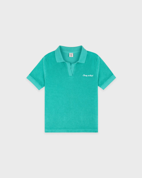 Signature Logo Kids Terry Polo - Amalfi Green/White