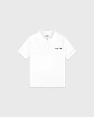 Signature Logo Kids Terry Polo - White/Light Navy