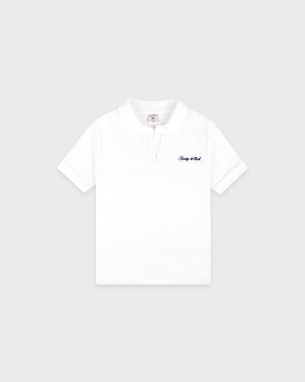 Signature Logo Kids Terry Polo - White/Light Navy