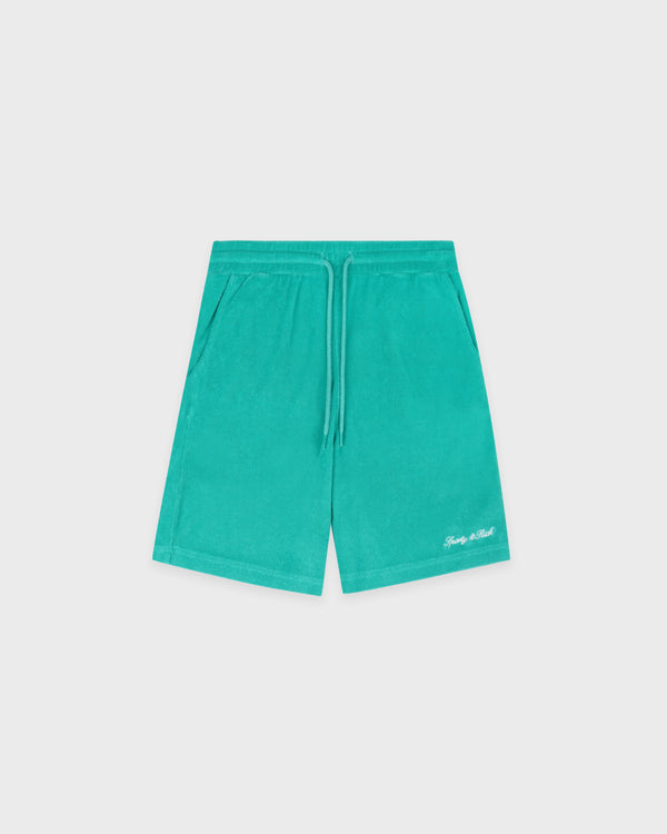 Signature Logo Kids Terry Short - Amalfi Green/White