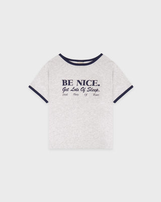 Be Nice Kids Ringer Tee - Heather Gray/Dark Navy