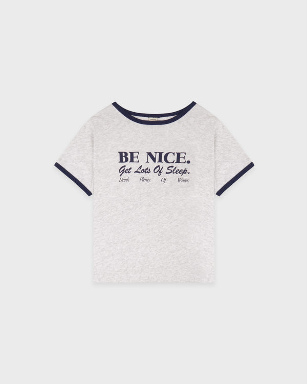 Be Nice Kids Ringer Tee - Heather Gray/Dark Navy