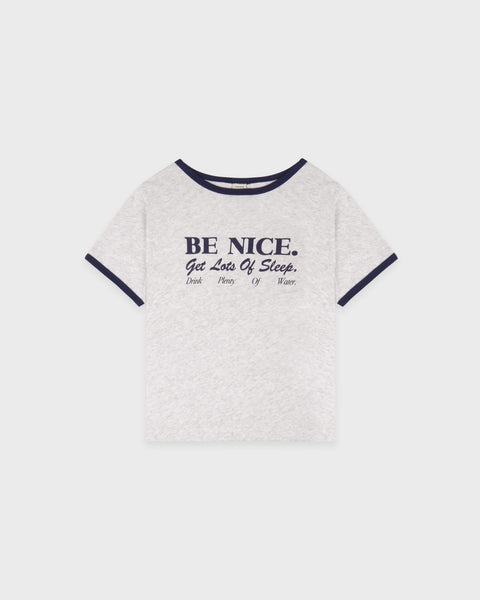 Be Nice Kids Ringer Tee - Heather Gray/Dark Navy