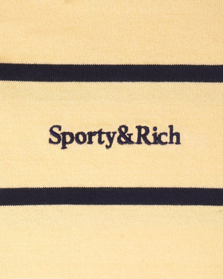 Serif Logo Kids Rugby Polo - Almond/Navy