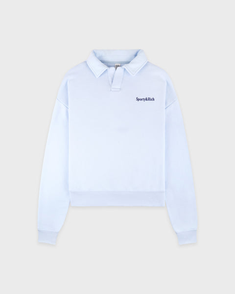 Serif Logo Embroidered Polo - Ciel