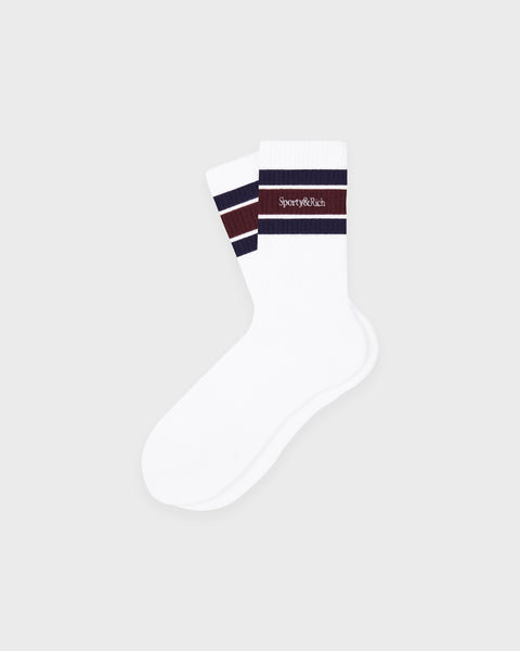 Serif Logo Socks - White/Navy/Bordeaux