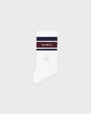 Serif Logo Socks - White/Navy/Bordeaux