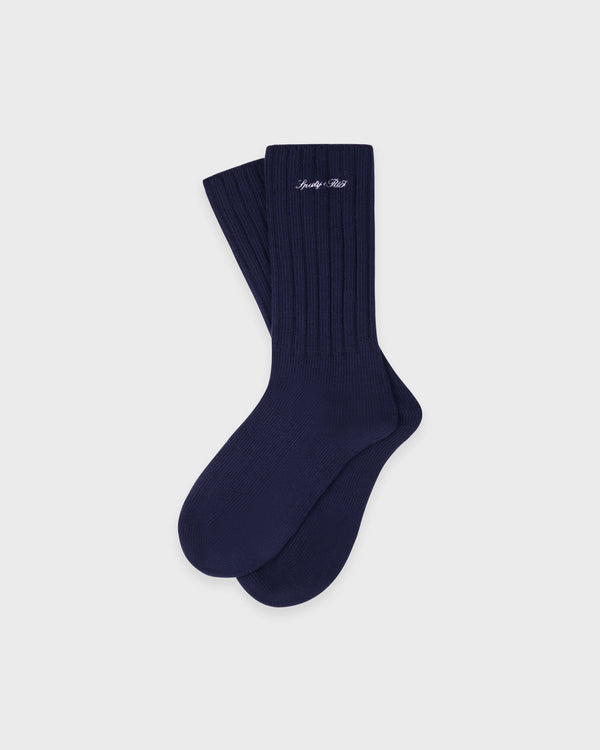 Signature Logo Rib Socks - Navy