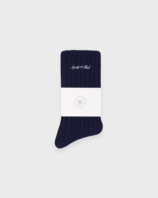 Signature Logo Rib Socks - Navy