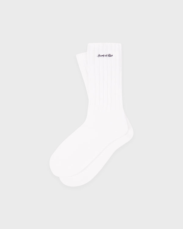 Signature Logo Rib Socks - White