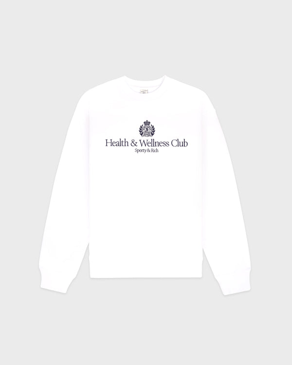 H&W Crest Embroidered Crewneck - White/Light Navy