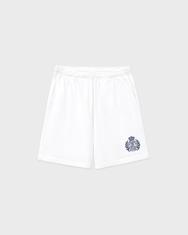 NY Crest Embroidered Gym Short - White/Light Navy