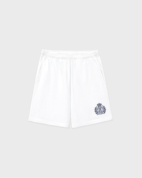 NY Crest Embroidered Gym Short - White/Light Navy