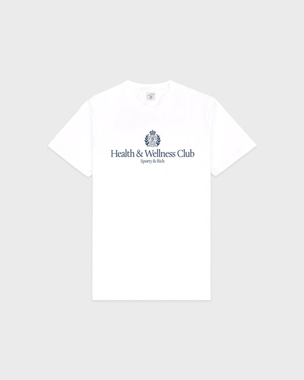 H&W Crest T-Shirt - White/Light Navy