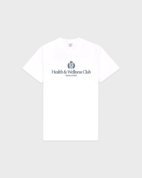 H&W Crest T-Shirt - White/Light Navy